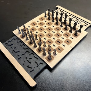 Draagbaar en opvouwbaar schaakspel, 3mm MDF Lasergesneden bestand svg, pdf, ai INSTANT download