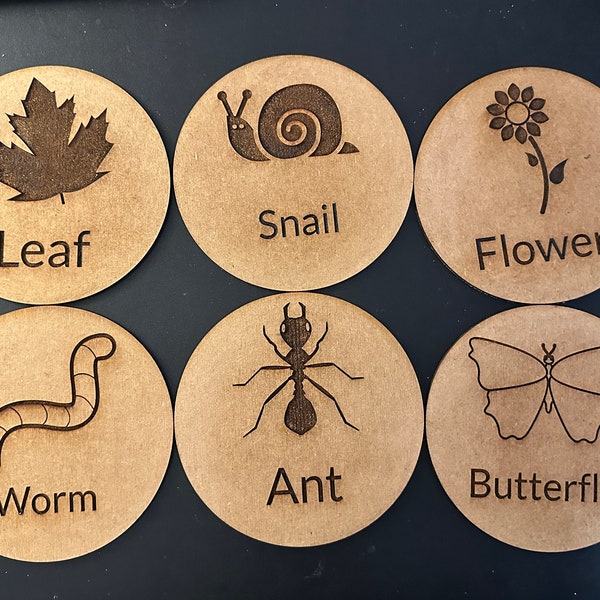 Wooden nature discs - early years - teaching aid - educational - learning - animals - forest school - resources - early learning