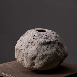 Handmade Textured Ceramic Vase: Light Beige Minimalist Home Decor