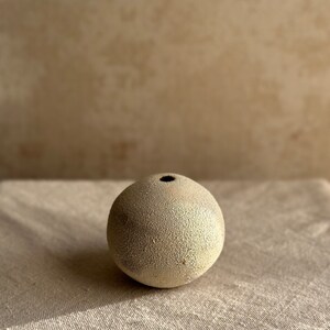 White, Beige and Textured Minimalist Rustic Round Bud Vase Unique Wabi Sabi Home Decor Elegant Tiny Bud Vase Organic Stoneware image 6