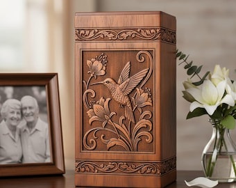 Hummingbird Cremation Urn: Handcrafted Rosewood Funeral Memorial