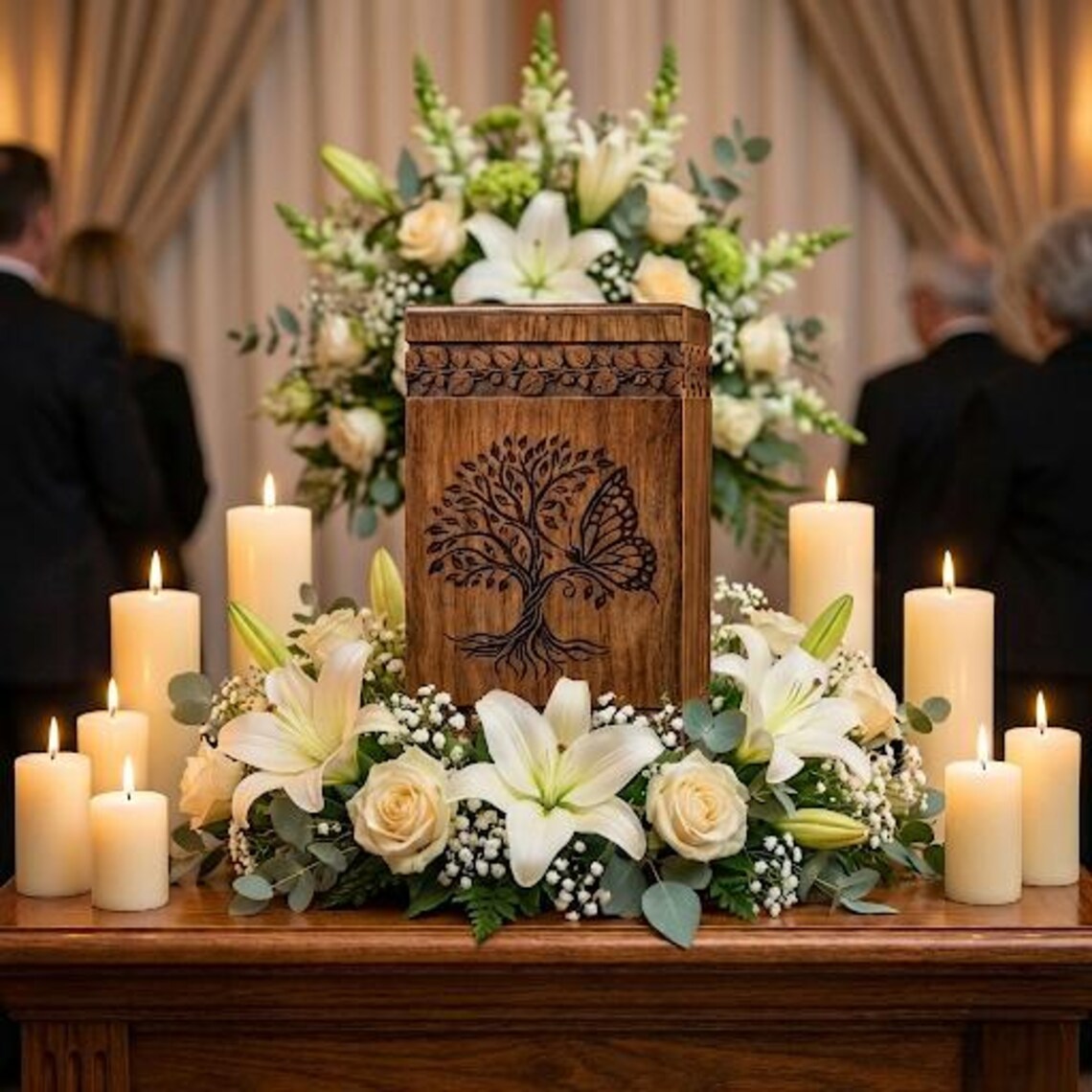 Custom Carved Tree of Life Urn for Human Ashes - Rustic Butterfly ...