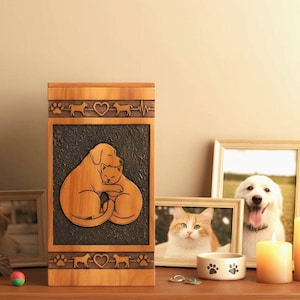 Engraved Wooden Pet Urn – Dog and Cat Memorial Keepsake Box , Urn for loved ones