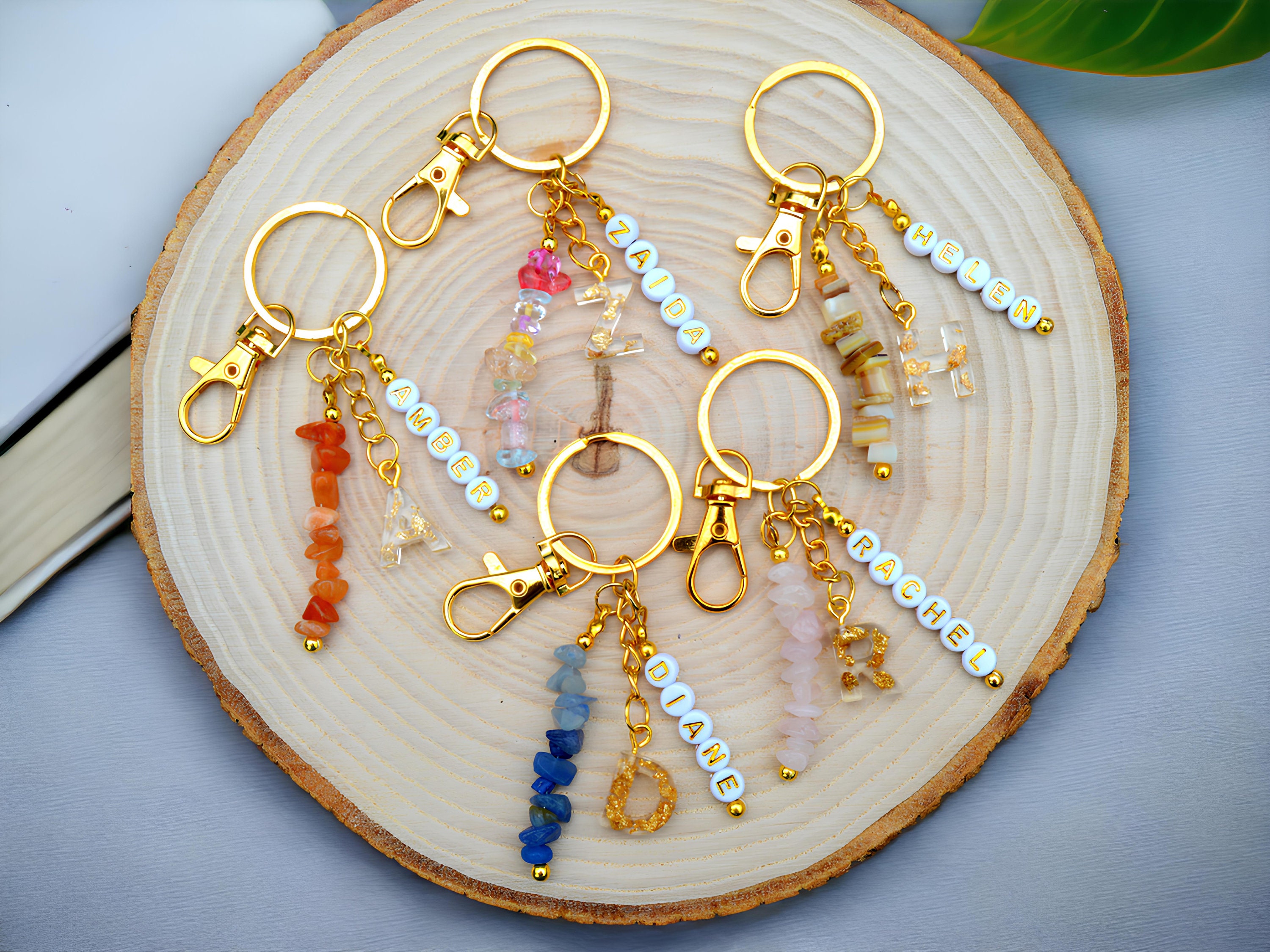 Personalized Crystal Keychain With Name, Gemstone Keychain, Custom Name
