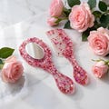 Flower Resin Hair Comb & Hand Mirror Set, Glitter Custom Comb Hand Mirror, Vanity Accessories, Girl's Gift, Child's Gift, Baby Shower Gift product logo