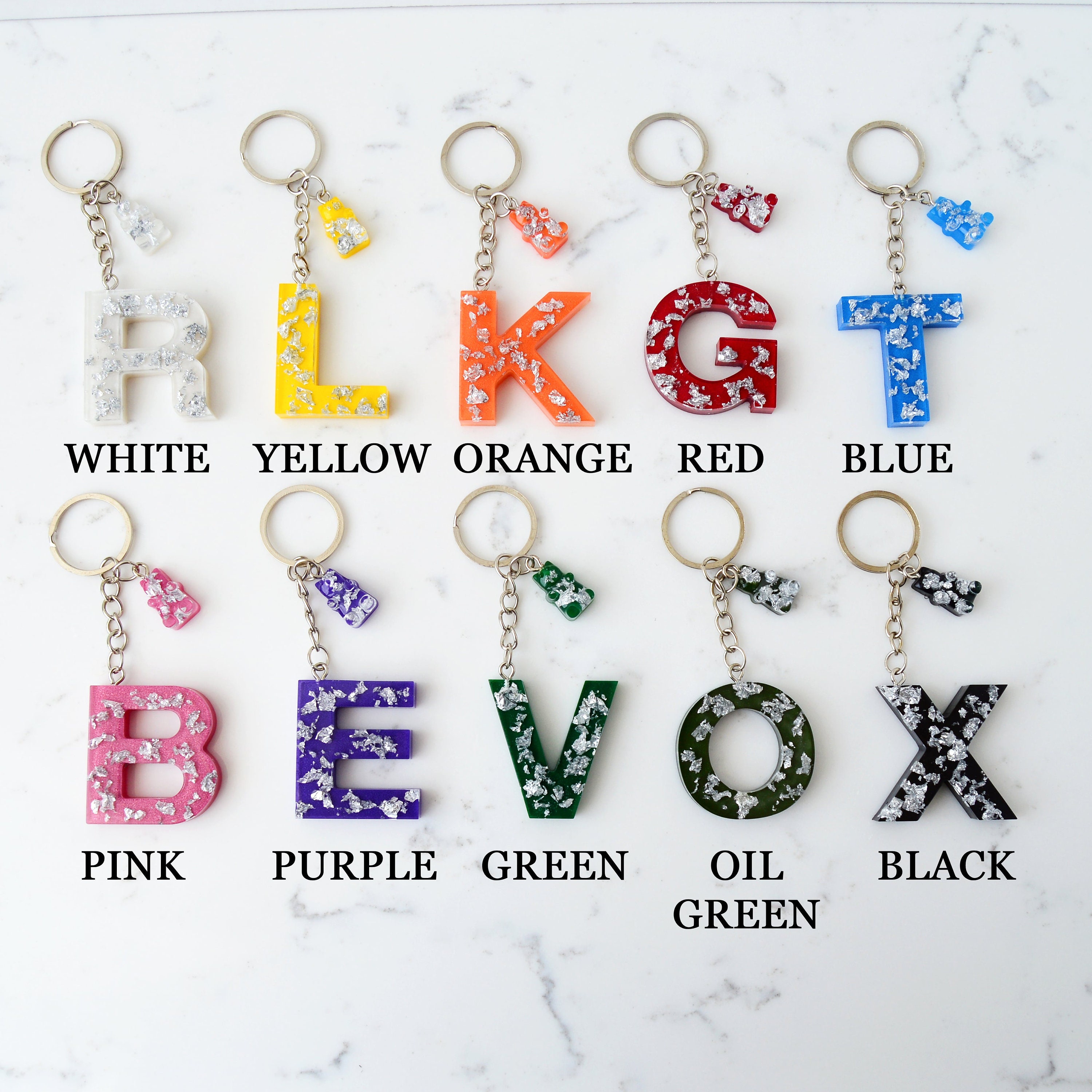 Custom Resin Initial Keychain With Name Letter Keychain Ideal for