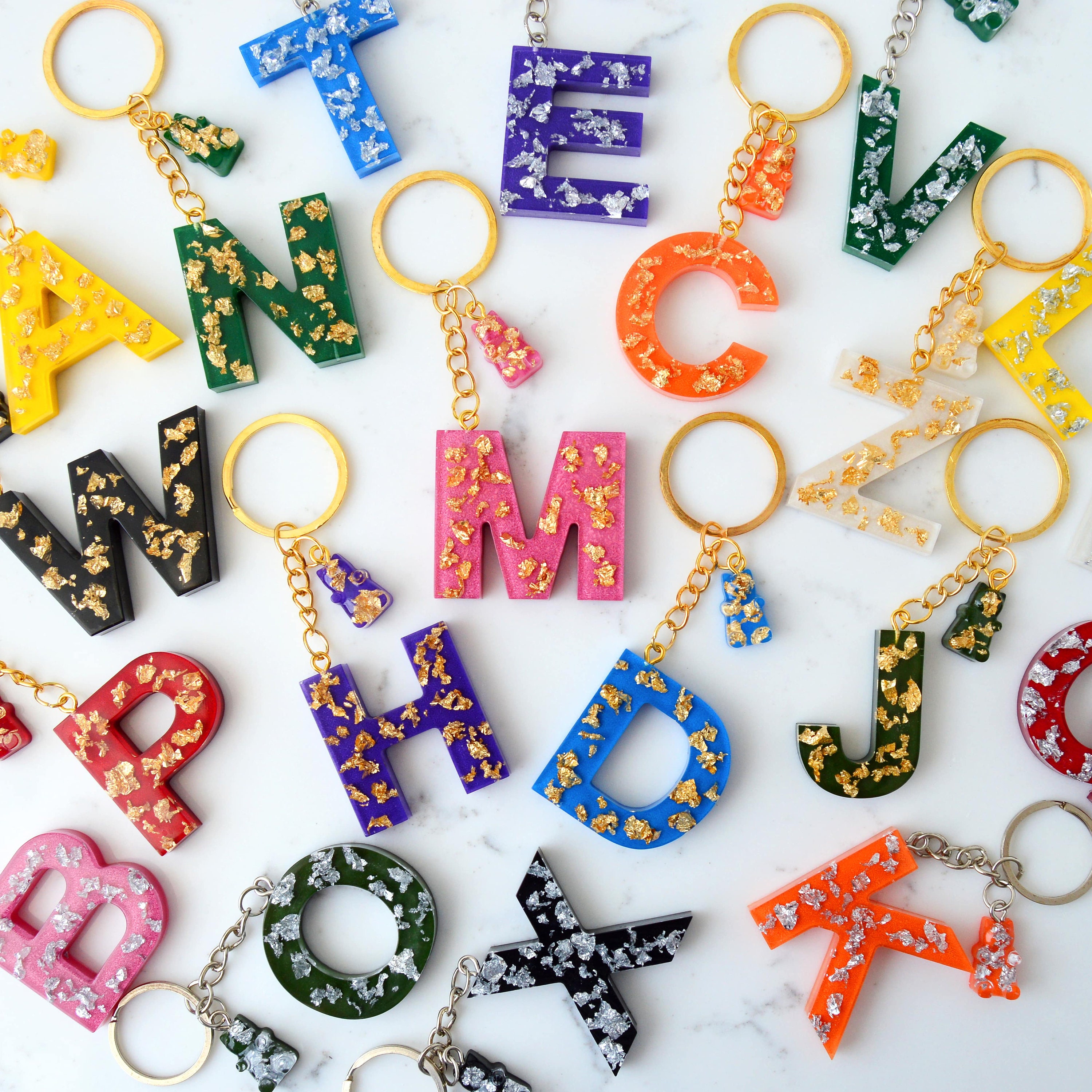 Custom Resin Initial Keychain With Name Letter Keychain Ideal for