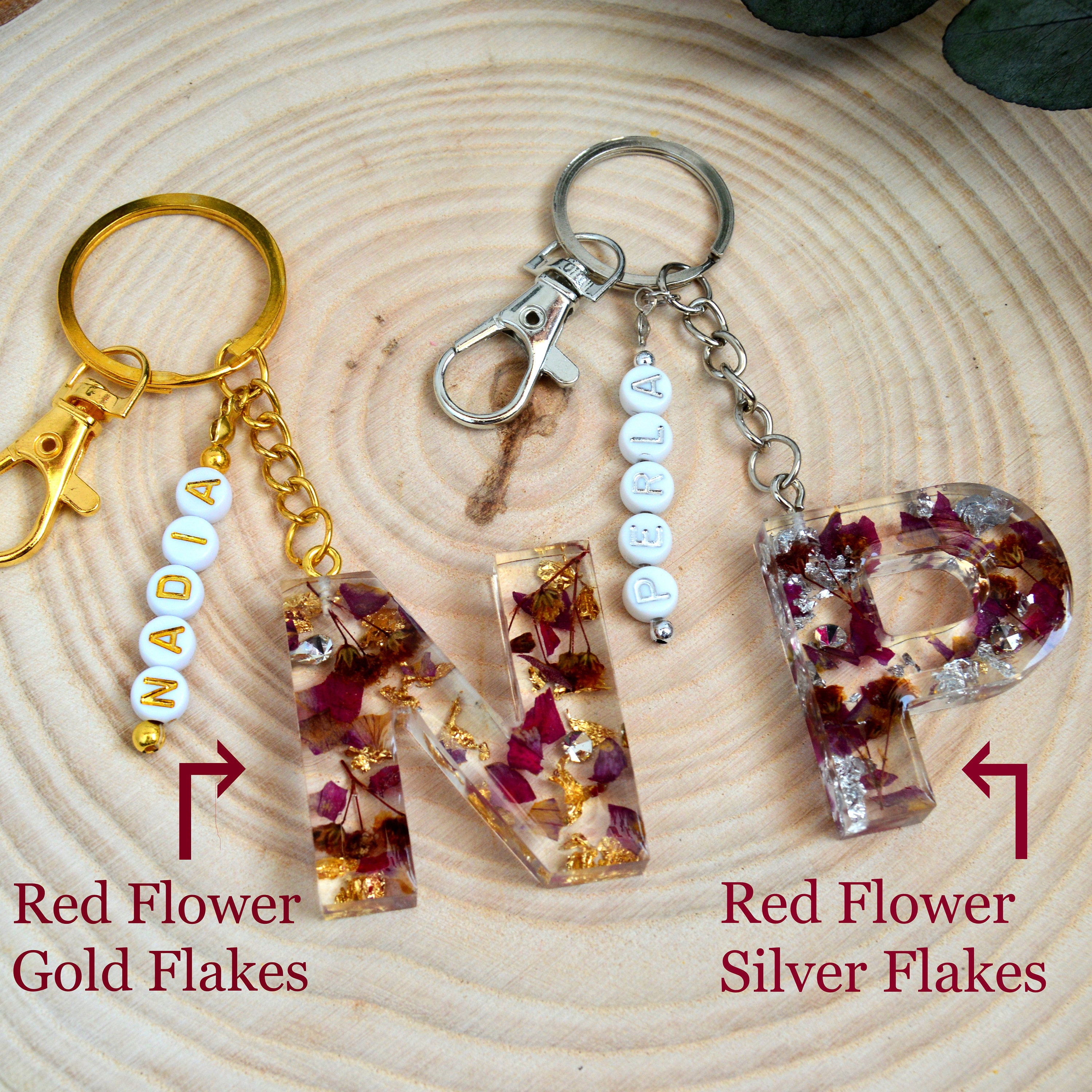 Personalized Name Bead Keychain Resin Letter Key Chain Initial Etsy