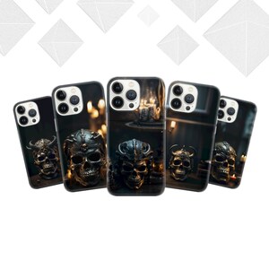 Skull Phone Case, Halloween Cover for iPhone 15 14 13 12 Pro 11 XR 8 7, Samsung S23 S22 A73 A53 A13 A14 S21 Fe S20, Pixel 8 7 6A