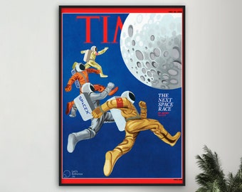 Time Magazine, Space Poster, The Next Space Race edition, Astronaut Poster, Modern Print, Home Wall Decor Art, Sizes: A4 A3 A2 A1 A0