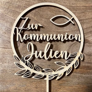 Cake-Topper Caketopper aus Holz Kommunion/KonfirmationTaufe Kuchendekoration Kuchenstecker Tortendeko personalisierte Geschenke Muster 1