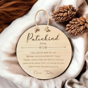 Patenurkunde aus Holz I Patenbrief I Geschenk für Paten / personalisiertes Geschenk I Geburt I Patenkind I Taufe I Taufgeschenk