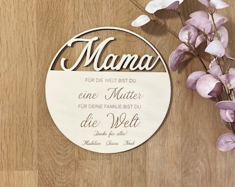 Großes Holzschild zum Muttertag I Geburtstag I Dekoschild I Personalisiertes Schild I Vatertagsgeschenk/Muttertagsgeschenk