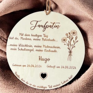 Patenurkunde aus Holz I Patenbrief I Geschenk für Paten / personalisiertes Geschenk I Geburt I Patenkind I Taufe I Taufgeschenk