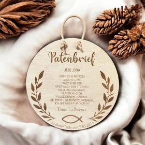 Patenurkunde aus Holz I Patenbrief I Geschenk für Paten / personalisiertes Geschenk I Geburt I Patenkind I Taufe I Taufgeschenk
