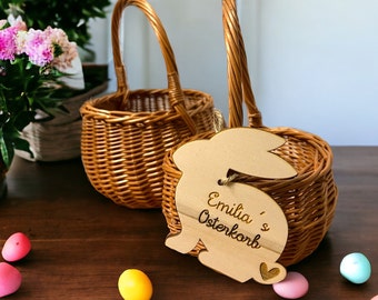 Osterkörbchen mit Personalisierung I Weidenkorb mit Schild I Weidenkorb für Ostern I Kinderkorb  I Osterdekoration I Ostergeschenk IHase