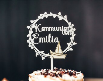 Cake-Topper | Caketopper aus Holz | Kommunion/KonfirmationTaufe | Kuchendekoration | Kuchenstecker | Tortendeko | personalisierte Geschenke