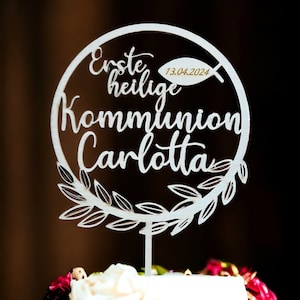 Cake-Topper Caketopper aus Holz Kommunion/KonfirmationTaufe Kuchendekoration Kuchenstecker Tortendeko personalisierte Geschenke Muster 5