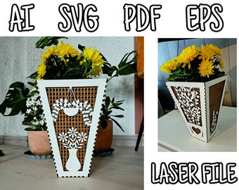 Digital Download Laser Cut File SVG Vector Vase Easter Flower Pot decoration gift multiple designs bundle 3mm