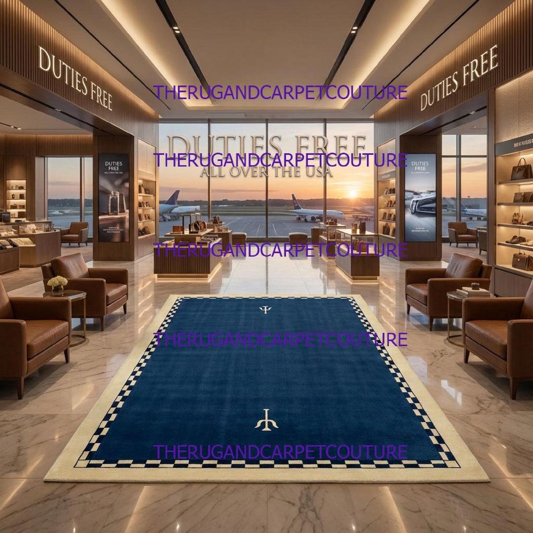 Hand Tuft Tufted Rug Blue Beige Wool: Custom Aviation-inspired Area ...