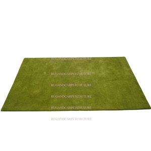 Hand-Tufted Rug Hand Tuft Tufted Woolen Milano Wool Rug Leaf Green Solid Colored 5x8 6x9 7x10 8x10 9x12 10x14 Large Area Rug Duty Free