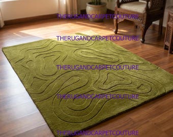 Hand-Tufted Solid Milano Green Rug, Modern Luxury
