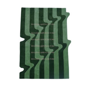 Hand-Tufted Rug Hand Tuft Tufted Woolen Emerald Moss Wave Rug Dual-Tone Forest Green Stripes Modern 5x8 6x9 7x10 8x10  Large Rug Duty Free