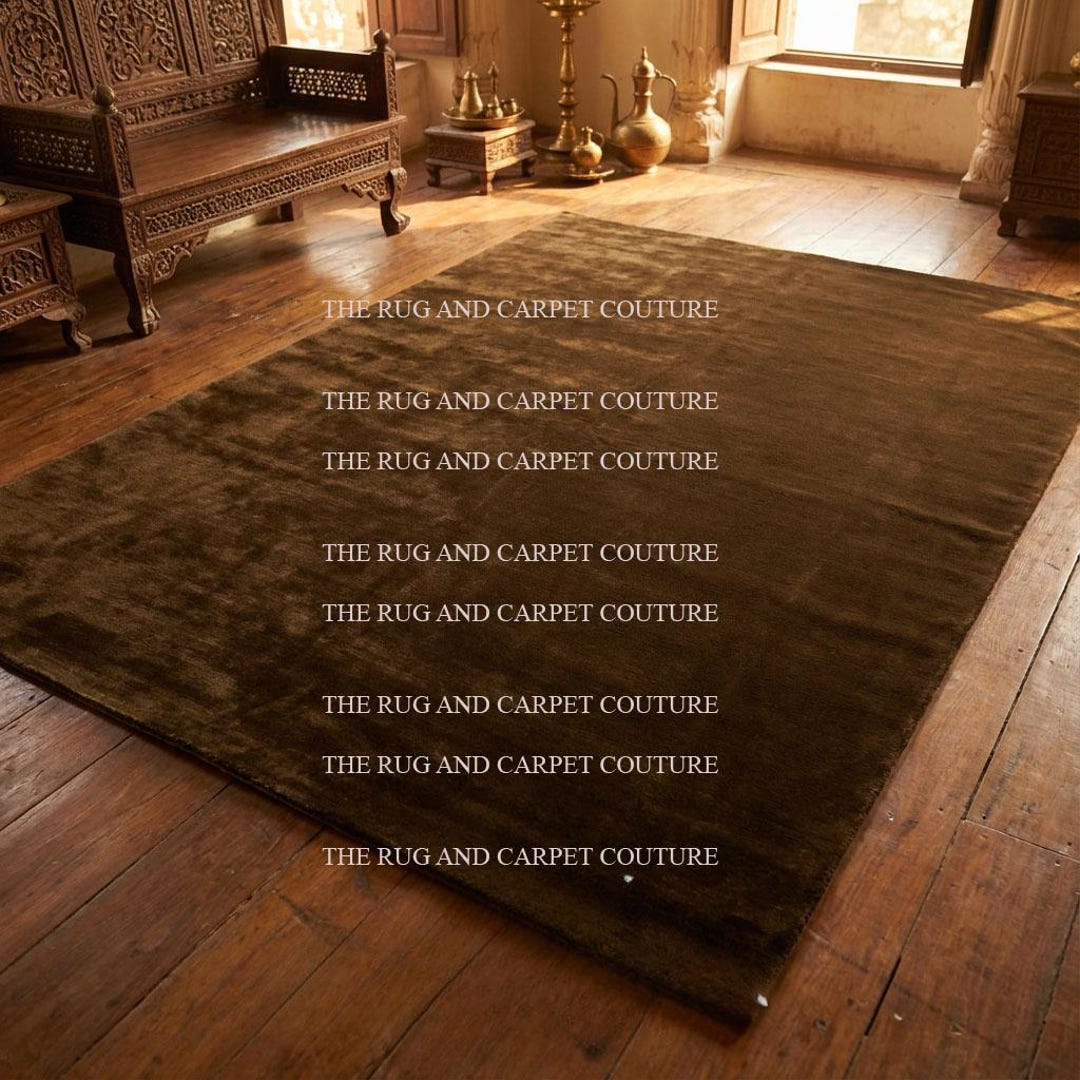 Area Tuft Rug Hand Tuft Tufted Rug in Solid Brown Wool Area Rug Hand Loomed Knotted ...