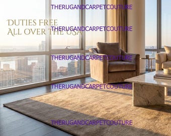 Hand tufted rug, solid wool area rug, large chestnut, living room