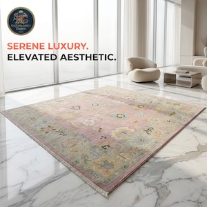 Floral Indoor Rug | Boho Nordic Tribal Style | Handmade Wool | Bedroom Area | 9x12 | Custom