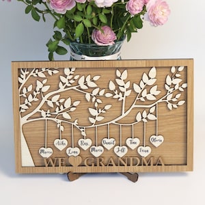 Personalized Wooden Family Tree Sign, Family Tree Sign, Grandkids Names Sign, Custom Mothers Day Gift, Family Sign, Family Gift, Wooden Tree