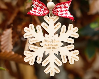 Personalized Teacher Ornament, Class List Christmas Ornament, Christmas Gift for Teacher, Custom Classroom List Gift, Teacher Thank You Gift