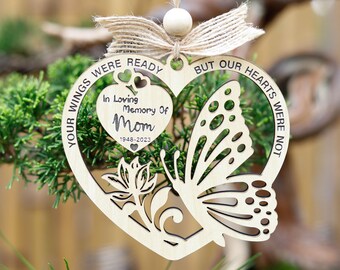 In Loving Memory Of Ornament, Butterfly Memorial Ornament, Personalized Mom and Dad Memorial Ornament, In Memory Of Gifts With Butterflies
