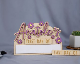 First Day Of Preschool Wooden Sign Personalized Back To School Dry Erase Board Custom Last Day Of Kindergarten Sign School Photo Props Kids