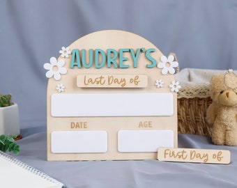 Custom Last Day & First Day of School Sign Personalized Back to School Photo Prop Sign For Preschool Kindergarten Board Kid Education Gift