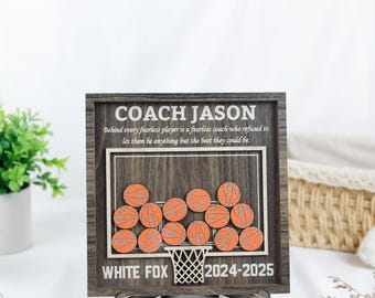 Basketball Coach Thank You Gift Personalized Sign, Basketball Team Name Sign, Gift for Coach Managers, End Of Season Gift Idea, Custom Gift