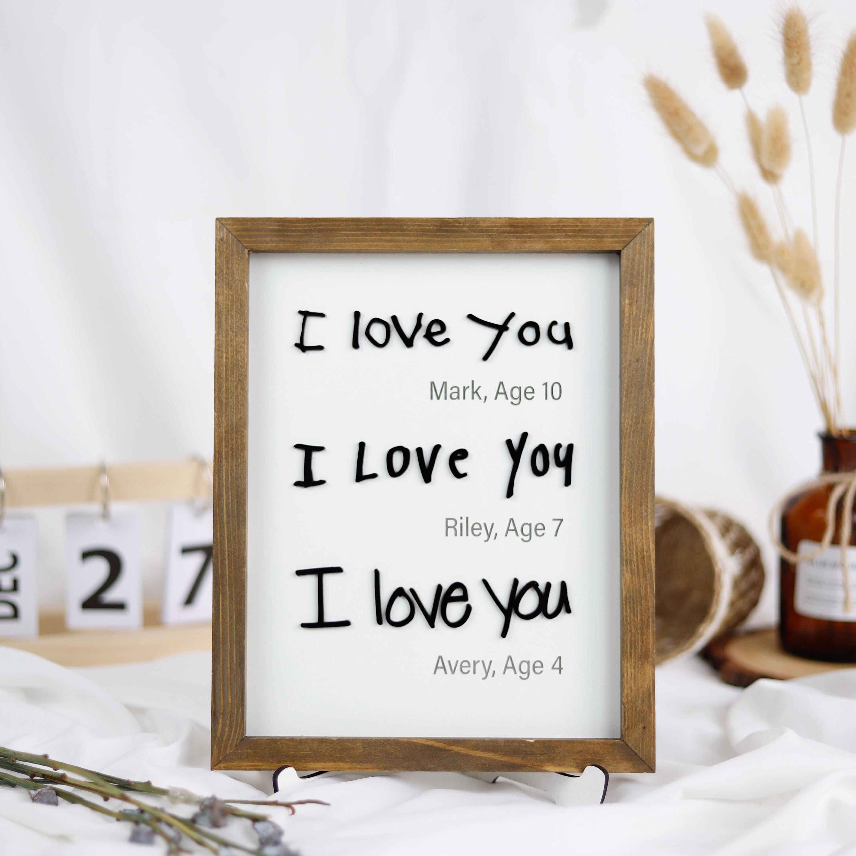 Personalized Kids Handwriting I Love You Frame Sign, 3D I Love You