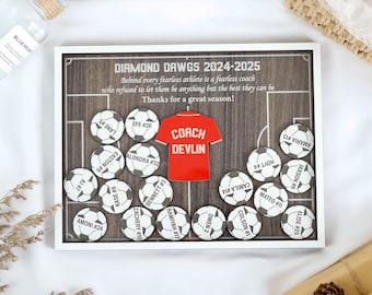 Personalized Soccer Thank You Coach Shaker Sign, End Of Season Gifts for Coach Managers, Team Member Names & Numbers, Thanks Coach Sign