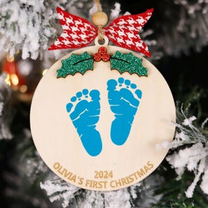 Baby Footprint Ornament Personalized Baby&#39;s First Christmas Ornament For Newborn Footprint Keepsake Custom Toddler Xmas Gifts With Kids Name