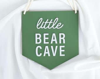Cartello rotondo in legno 3D Little Man Cave // Decorazione per la