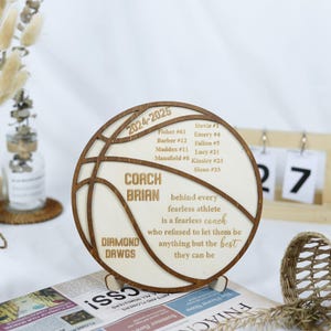 Personalized Basketball Thank You Coach Gift, Custom Team Member Names Sign, Coach Appreciation Gift End Of Season Basketball Sign Award