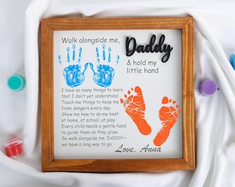 Editable Fathers Day Handprint Fishing Art, Caught the Best Dad Gift Idea from Kids, DIY Hand Print Craft Keepsake Printable Template Canva