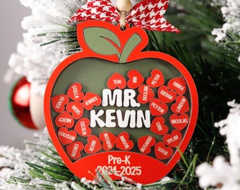 Teacher Shaker Ornament Personalized Class List Ornament Teacher Christmas Wooden Gifts For Student Teachers Classroom Decoration With Names