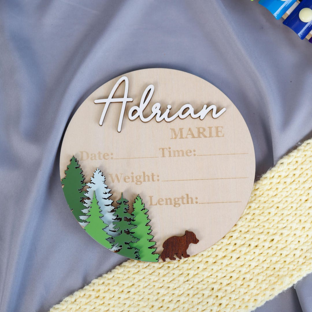 Custom Baby Birth Stats Announcement Sign Personalized Write in Baby ...
