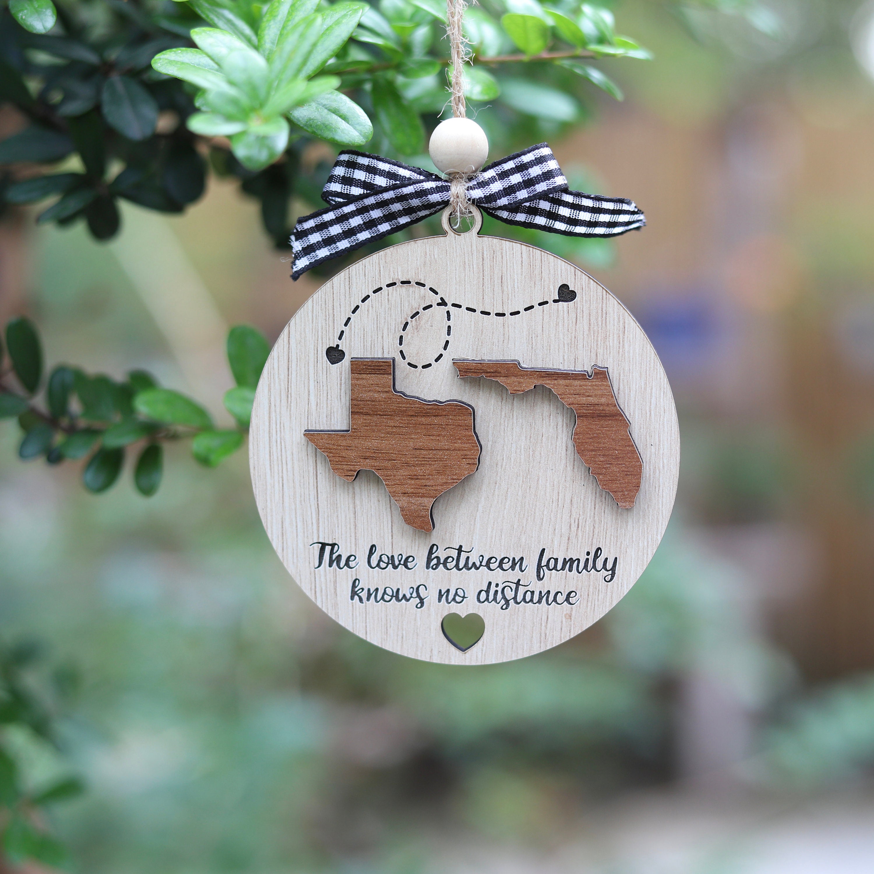 Personalized Wooden Family Ornament – Long Distance Christmas Gift