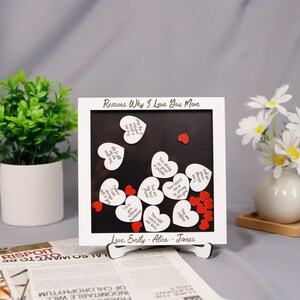 Reasons Why I Love You Mom Personalized Sign, Custom Mom Gifts for Mothers Day 2024 Gift from Kids, Mom Unique Keepsake, Hearts Mom Sign