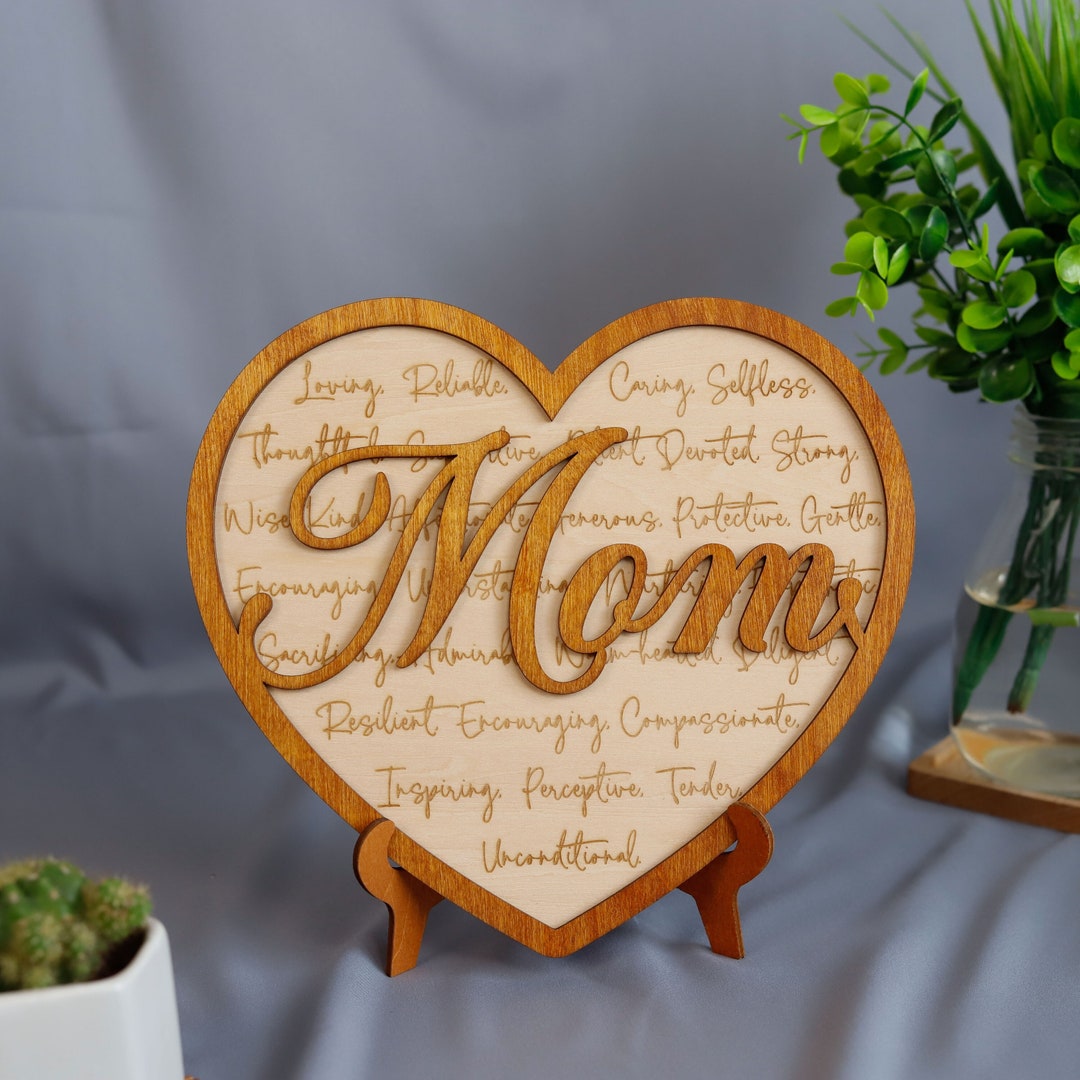 Personalized Mom Heart Sign Custom Mother Heart Wood Frame for Mother's ...