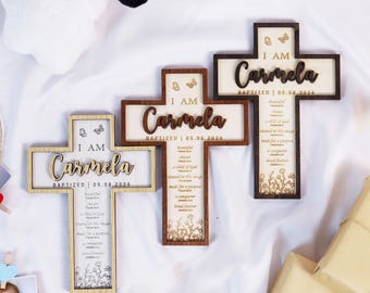 Baptism Gift, Baptism Cross, Personalized Baptism Gift for Baby Girl, Baby Dedication, Easter  Baptism Wooden Cross Sign Christening Gift