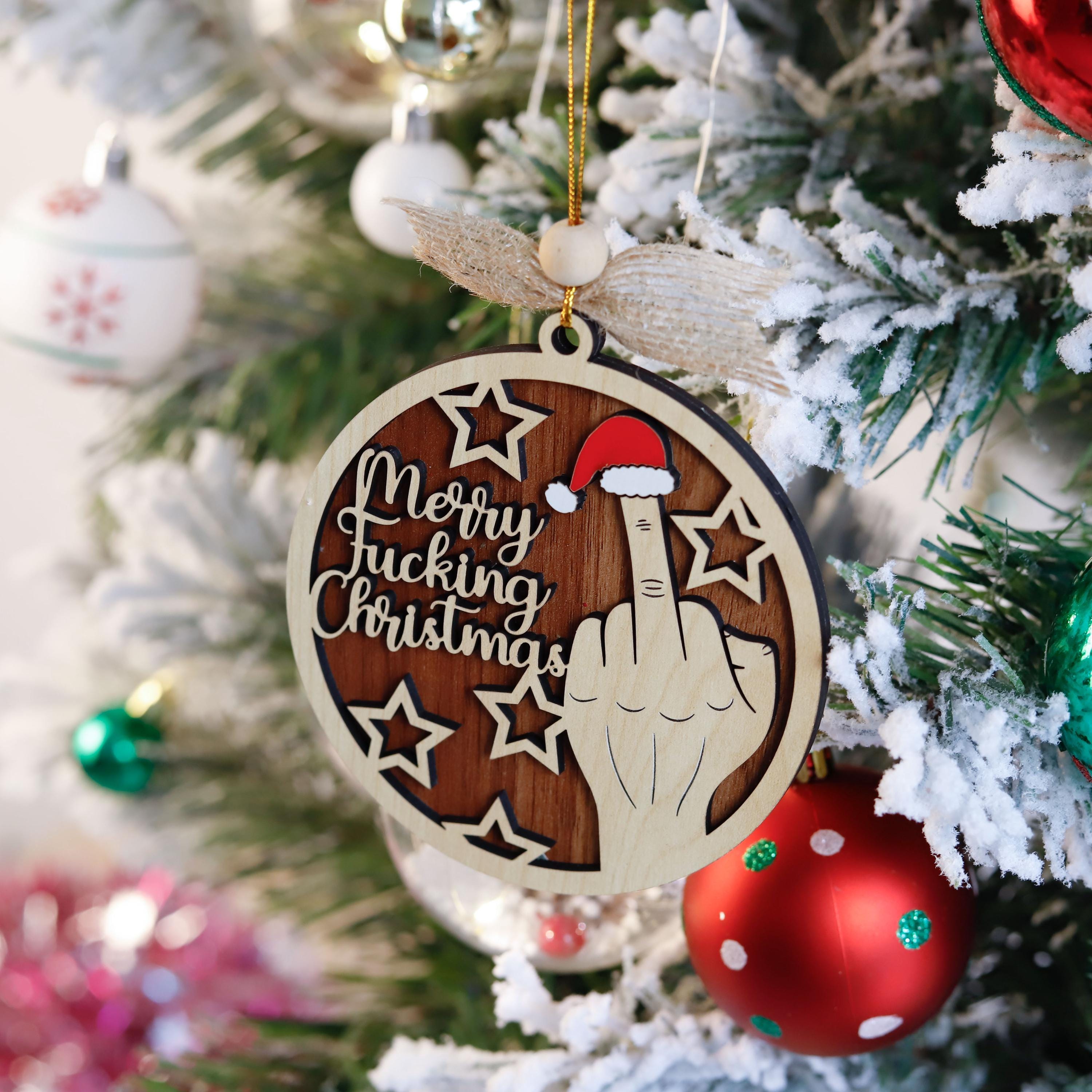 Middle Finger Christmas Ornament, Merry Fucking Christmas Keepsake,  Funny Gifts for Best Friends, Funny Merry Xmas Ornament, Rude Ornaments