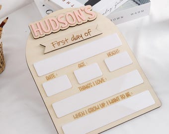 Acrylic First & Last Day Of School Sign, Interchangeable Name Sign, Back To School Sign, Personalized School Board PreK Kindergarten Daycare